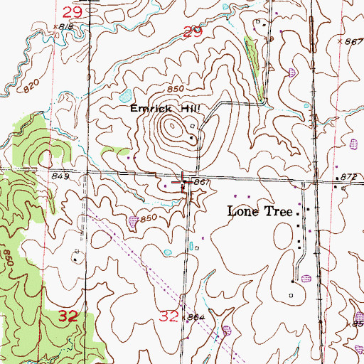 Topographic Map of Lone Tree School (historical), MO