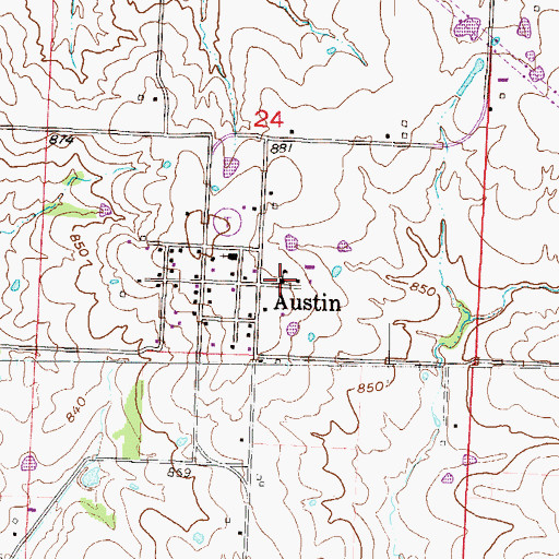 Topographic Map of Austin School (historical), MO