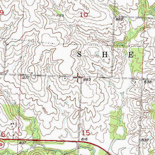 Topographic Map of Pumpkin Green School (historical), MO