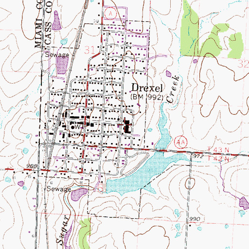 Topographic Map of Drexel Elementary School, MO