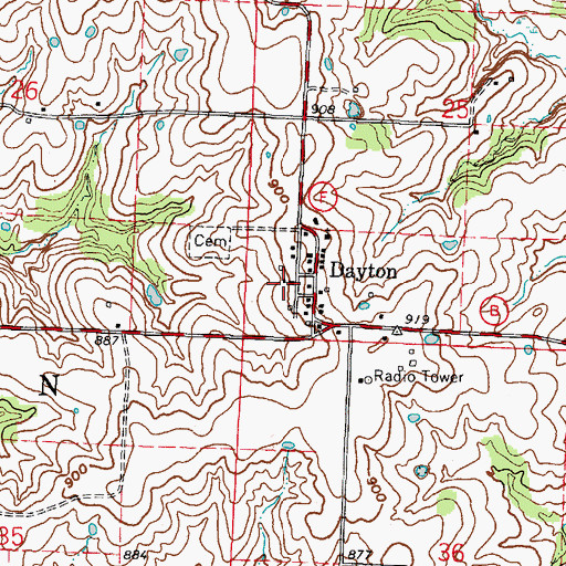 Topographic Map of Dayton School (historical), MO