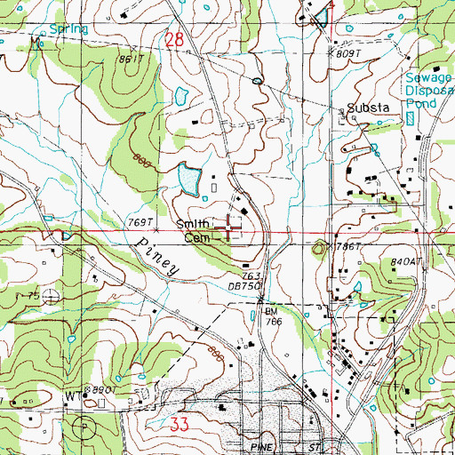 Topographic Map of Smith Cemetery, MO