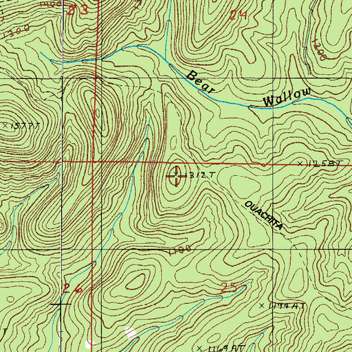 Topographic Map of Round Mountain, AR