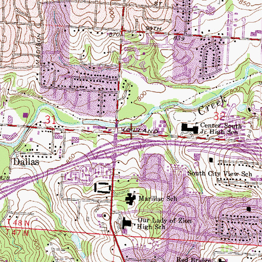 Topographic Map of One Hundred Three Square, MO