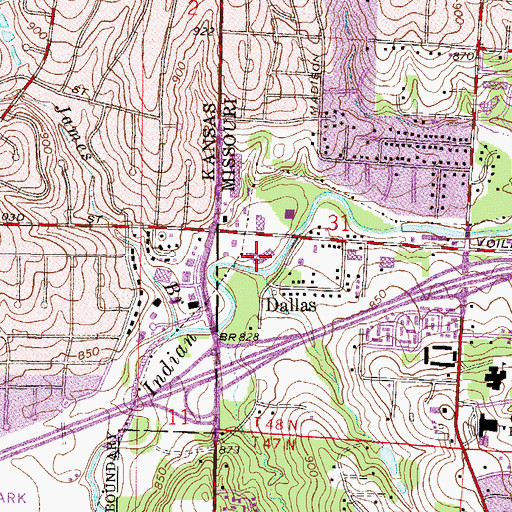 Topographic Map of Watts Mill Village Shopping Center, MO