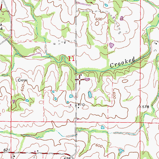Topographic Map of Sugar Grove School (historical), MO