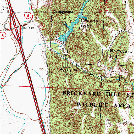 Topographic Map of Addington Cemetery, MO