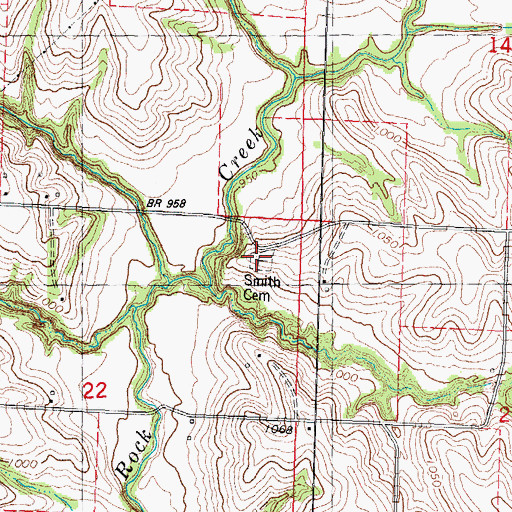 Topographic Map of Smith Cemetery, MO