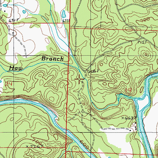 Topographic Map of Rocky Creek, AR