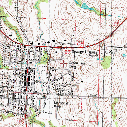 Topographic Map of Green Hill Cemetery, MO