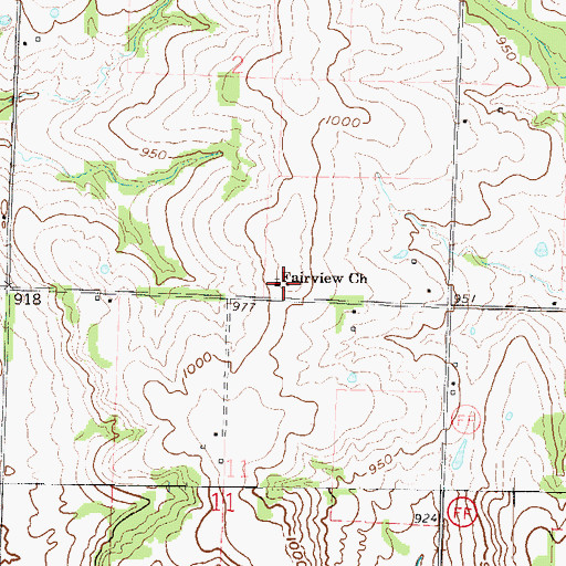 Topographic Map of Fairview School (historical), MO