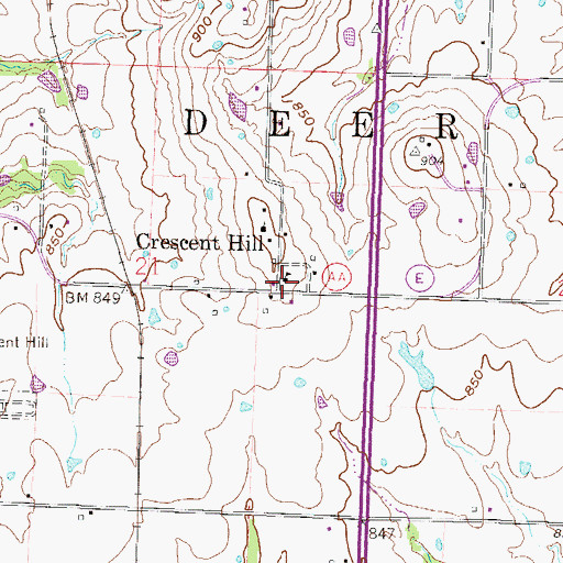 Topographic Map of Crescent Hill School (historical), MO