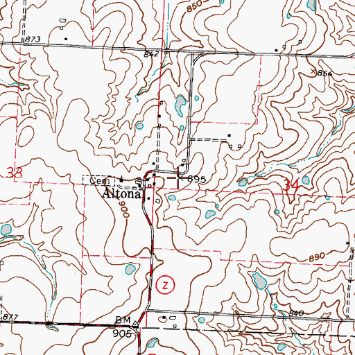 Topographic Map of Altona School (historical), MO
