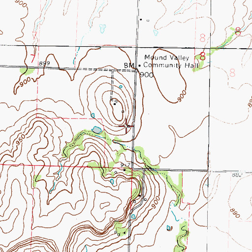 Topographic Map of Mound Valley School (historical), MO