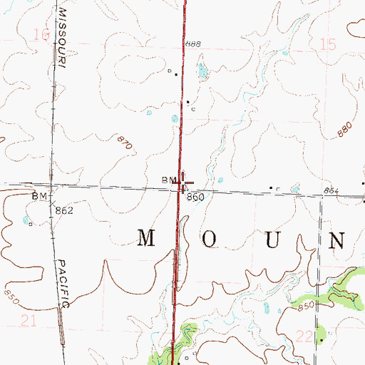 Topographic Map of Mount Zion School (historical), MO