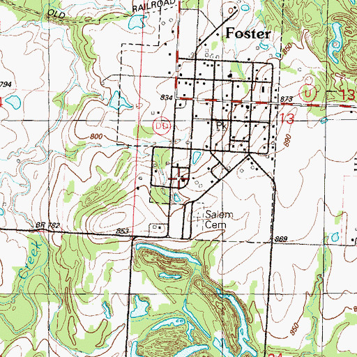 Topographic Map of Foster School (historical), MO