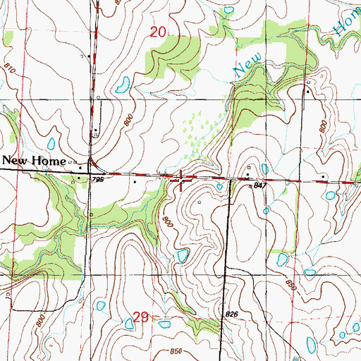 Topographic Map of New Home School (historical), MO