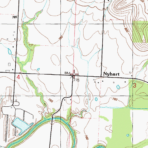 Topographic Map of Nyhart School (historical), MO