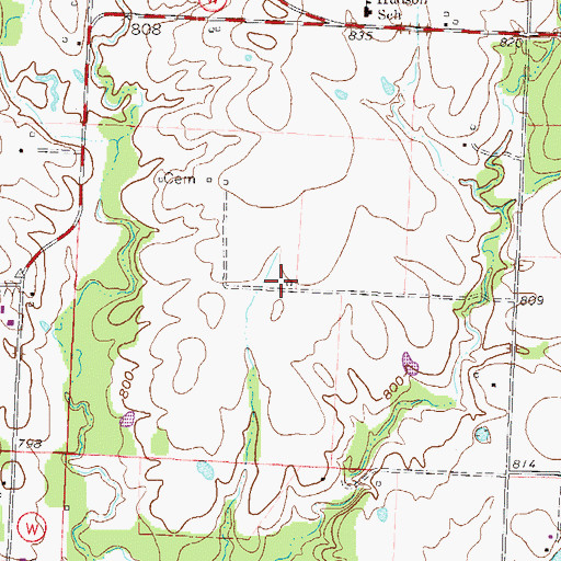 Topographic Map of Hazel Dell School (historical), MO