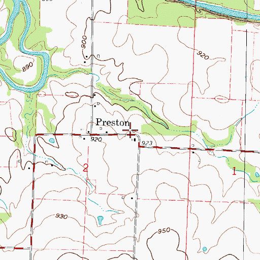Topographic Map of Preston School (historical), MO