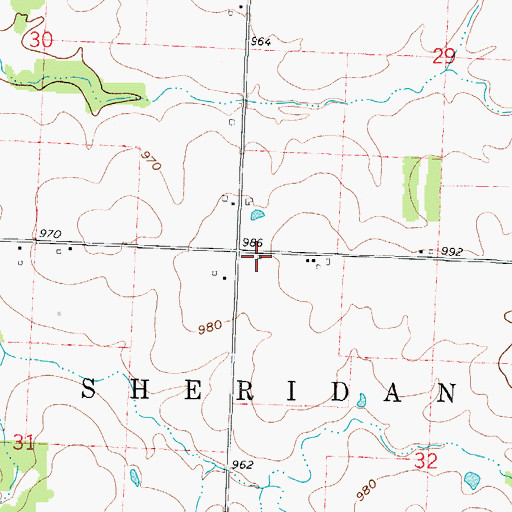 Topographic Map of Sheridan School (historical), MO