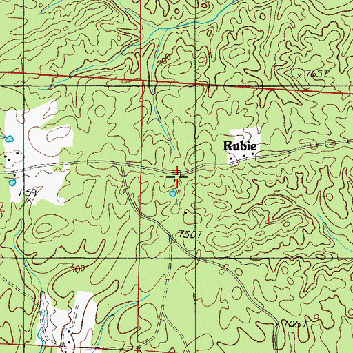 Topographic Map of Rubie, AR