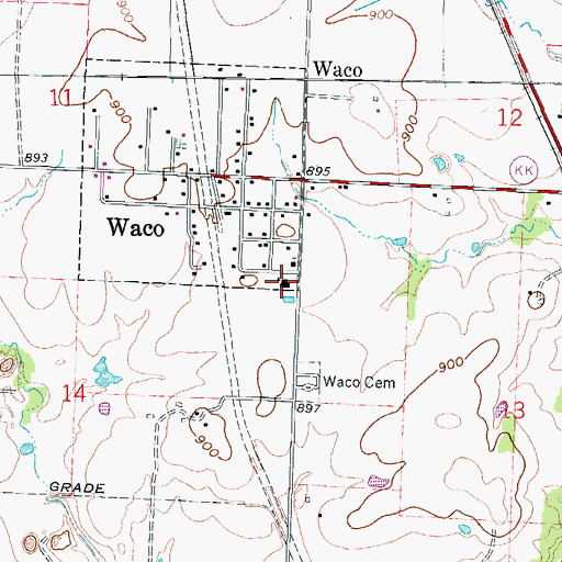 Topographic Map of Waco School (historical), MO