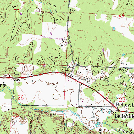 Topographic Map of Zincite School (historical), MO