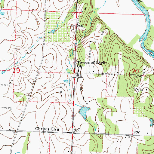 Topographic Map of Tower of Light School (historical), MO