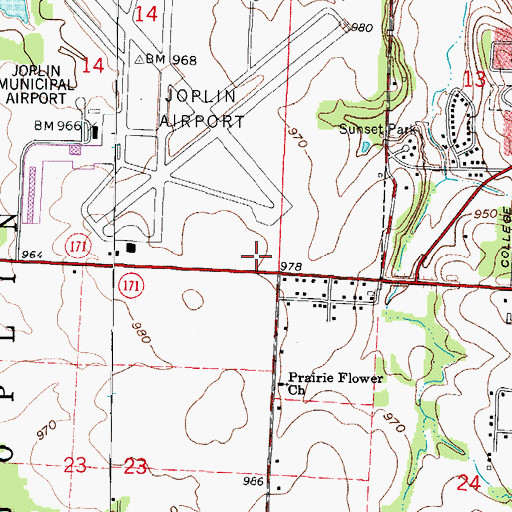 Topographic Map of Prairie Flower School (historical), MO