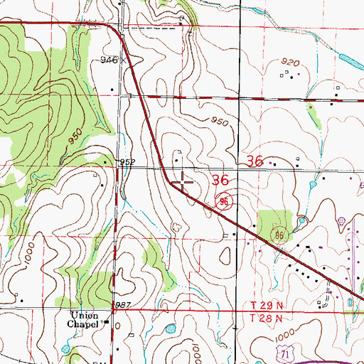 Topographic Map of High Point School (historical), MO