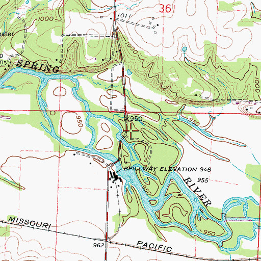 Topographic Map of Green Cove School (historical), MO