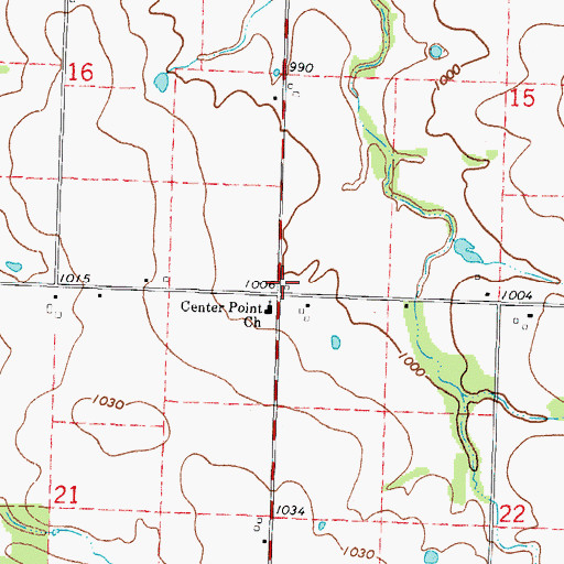 Topographic Map of Center Point School (historical), MO
