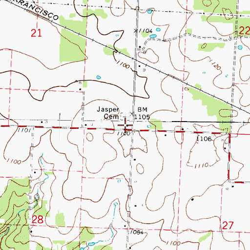 Topographic Map of Jasper School (historical), MO
