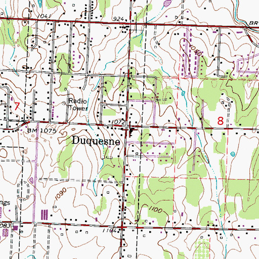 Topographic Map of Duquesne Elementary School, MO
