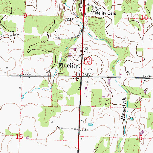 Topographic Map of Fidelity School (historical), MO