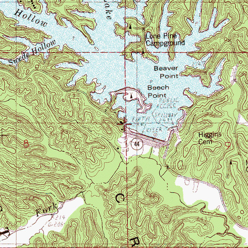 Topographic Map of Bear Creek Lake Recreation Site, AR