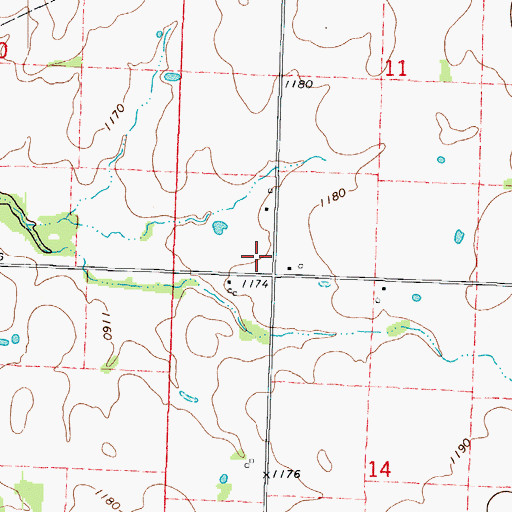 Topographic Map of Round Prairie School (historical), MO