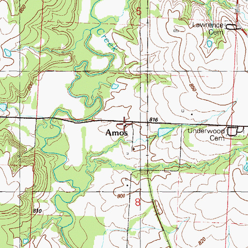 Topographic Map of Amos School (historical), MO