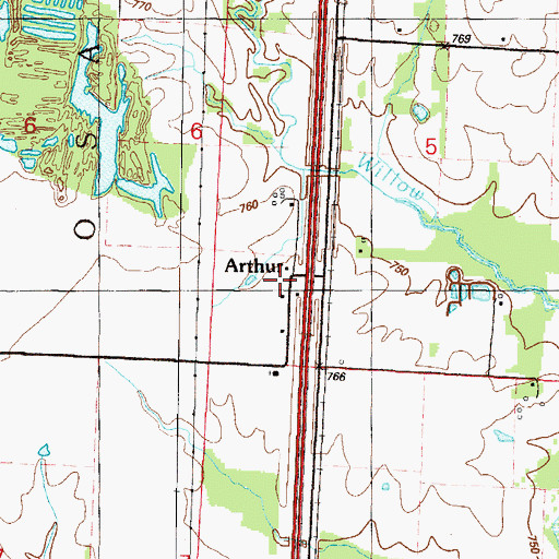Topographic Map of Arthur School (historical), MO