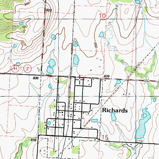Topographic Map of Richards School (historical), MO