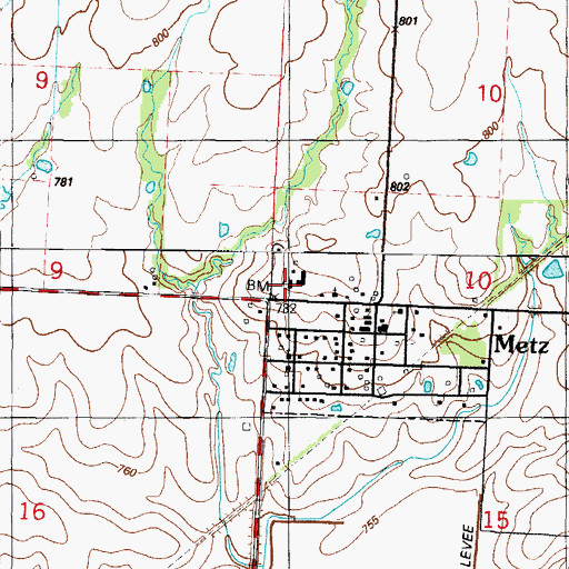 Topographic Map of Metz School (historical), MO
