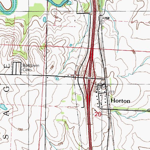 Topographic Map of Horton School (historical), MO