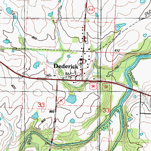 Topographic Map of Dederick School (historical), MO