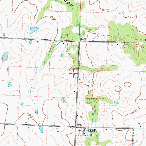 Topographic Map of Long Acre School (historical), MO