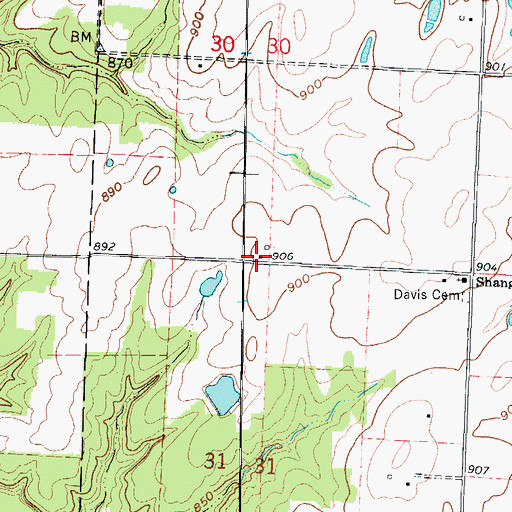 Topographic Map of Wild Rose School (historical), MO