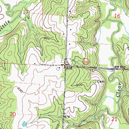 Topographic Map of Warwick School (historical), MO