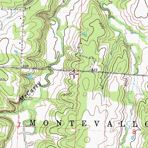 Topographic Map of New Harmony School (historical), MO
