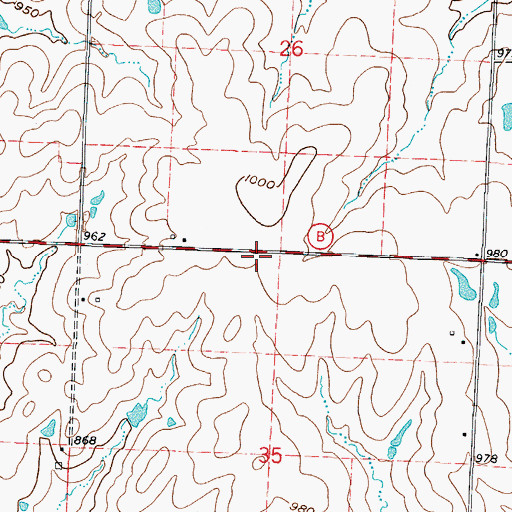 Topographic Map of Pleasant Plain School (historical), MO