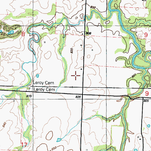 Topographic Map of Le Roy, MO